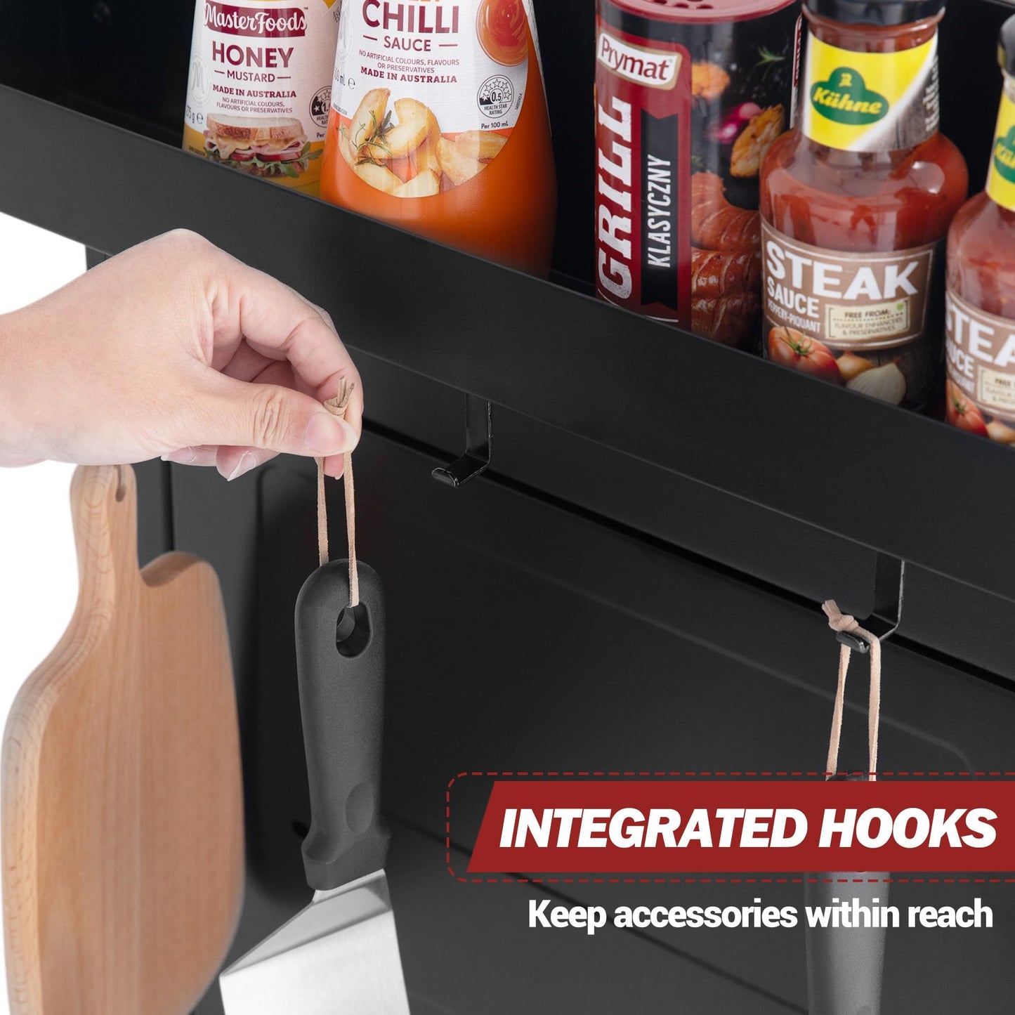 Grills House Outdoor Grill Cart with Wheels, Movable Kitchen Island with Storage Cabinet for BBQ, Stainless Steel Dining Cart Table for Food Prep, Black, PC3403S-SC - CookCave