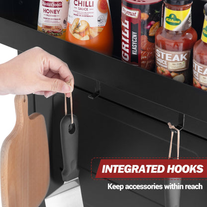 Grills House Outdoor Grill Cart with Wheels, Movable Kitchen Island with Storage Cabinet for BBQ, Stainless Steel Dining Cart Table for Food Prep, Black, PC3403S-SC - CookCave