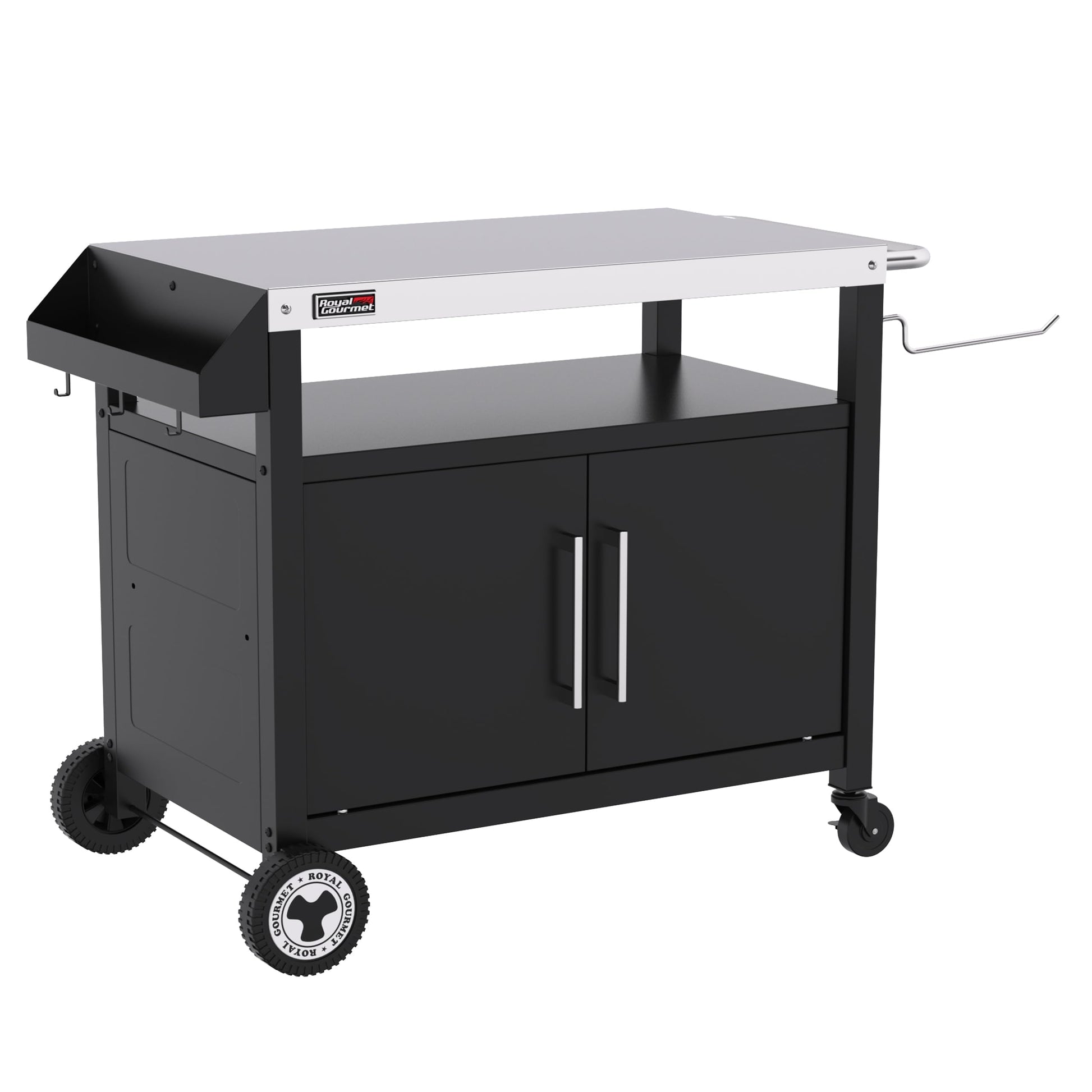 Grills House Outdoor Grill Cart with Wheels, Movable Kitchen Island with Storage Cabinet for BBQ, Stainless Steel Dining Cart Table for Food Prep, Black, PC3403S-SC - CookCave