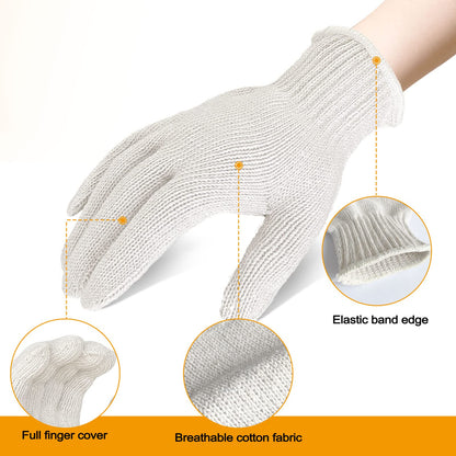 GSAFEME 12 Pairs Cotton Glove Liners for BBQ, Cooking, Grilling, Food Handling - Safety Work Gloves Hand Saver, Large - CookCave