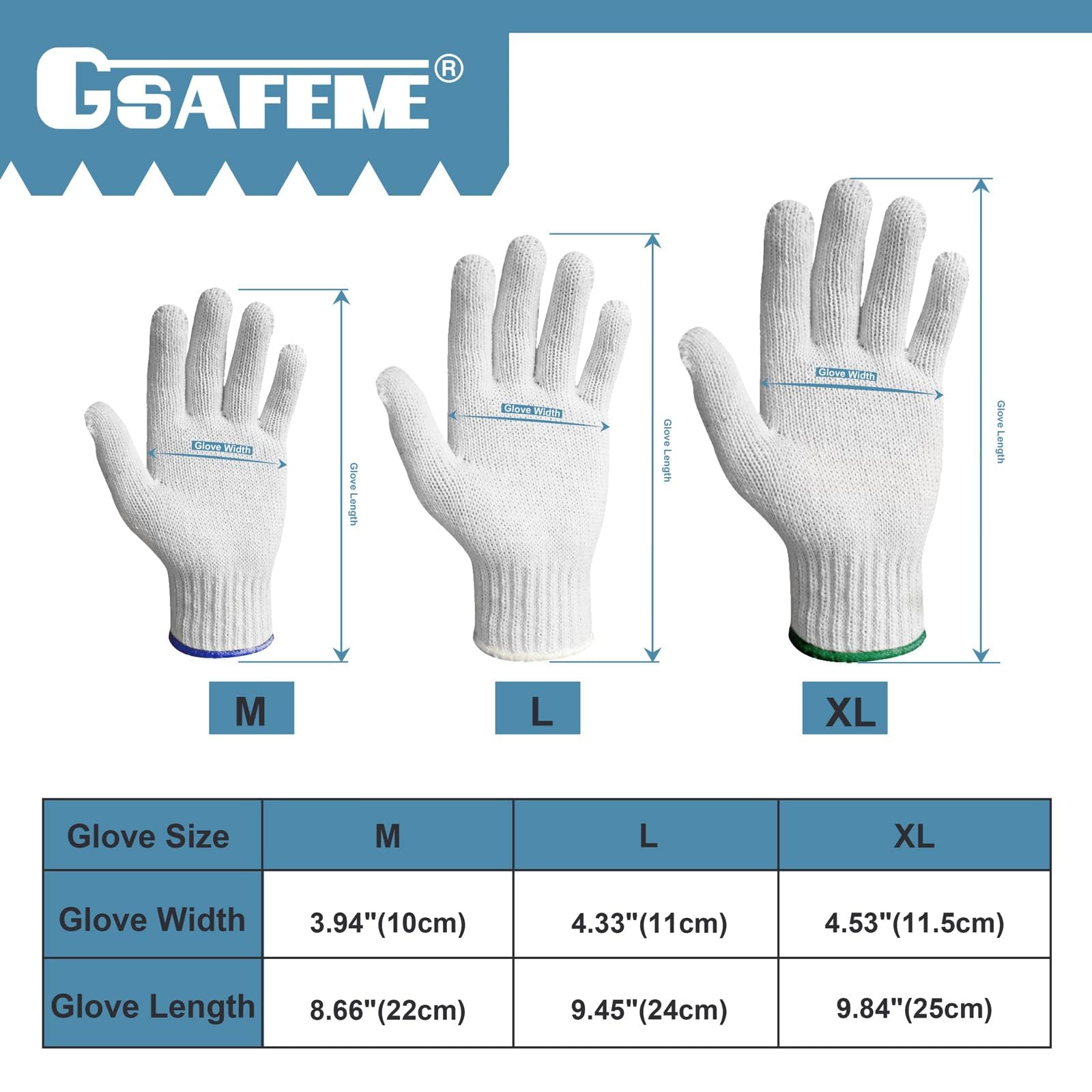 GSAFEME 12 Pairs Cotton Glove Liners for BBQ, Cooking, Grilling, Food Handling - Safety Work Gloves Hand Saver, Large - CookCave