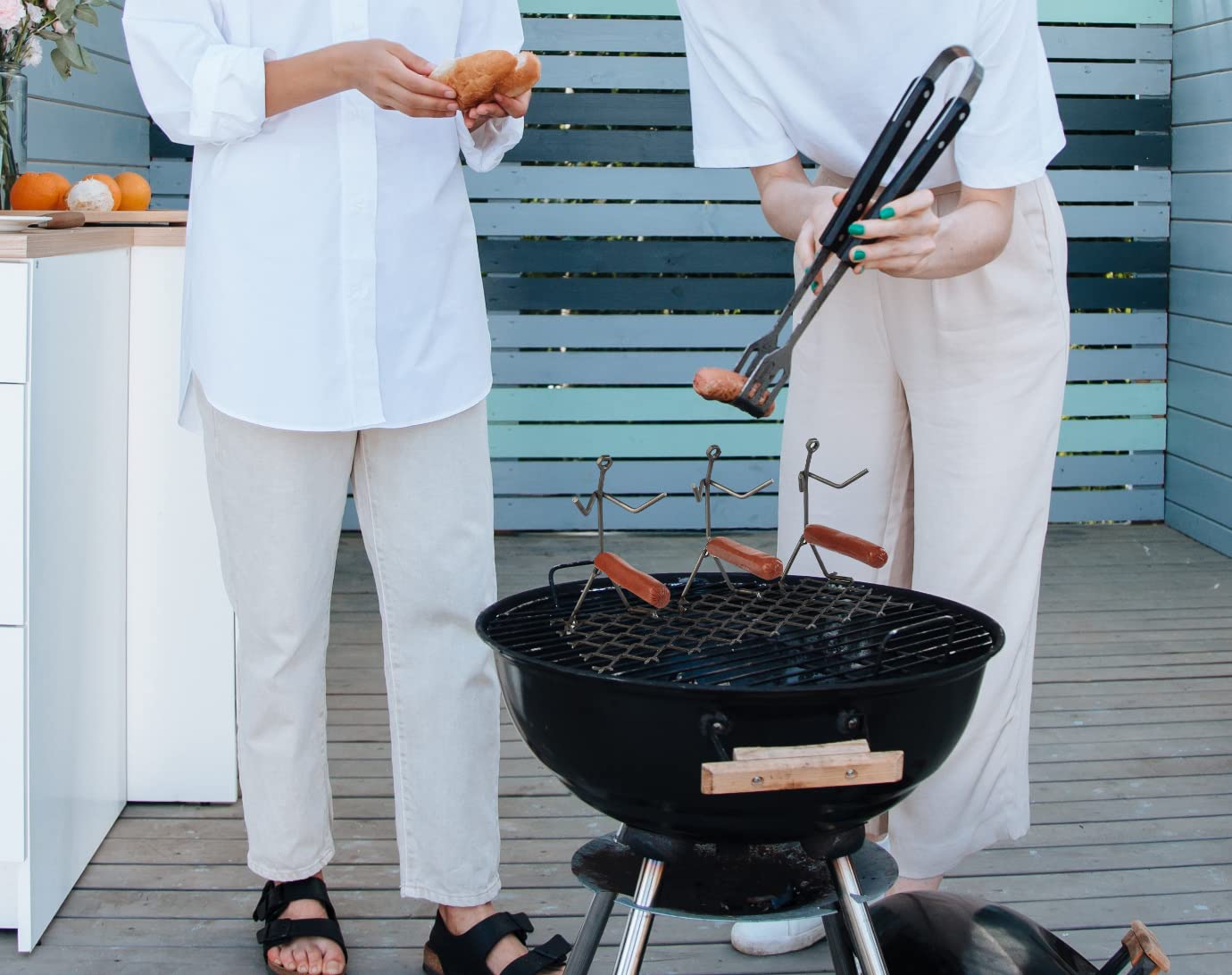 GUTE Hot Dog Roaster Stainless Steel Three Man Stick Figure Griller Funny Barbeque BBQ Grilling Gifts, Dad Gifts, Men Novelty Hotdog - Great for Parties, Birthdays, Tailgates! - CookCave