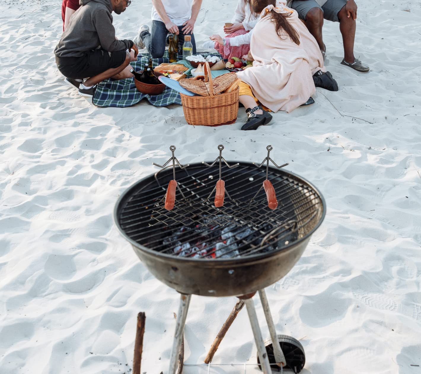 GUTE Hot Dog Roaster Stainless Steel Three Man Stick Figure Griller Funny Barbeque BBQ Grilling Gifts, Dad Gifts, Men Novelty Hotdog - Great for Parties, Birthdays, Tailgates! - CookCave