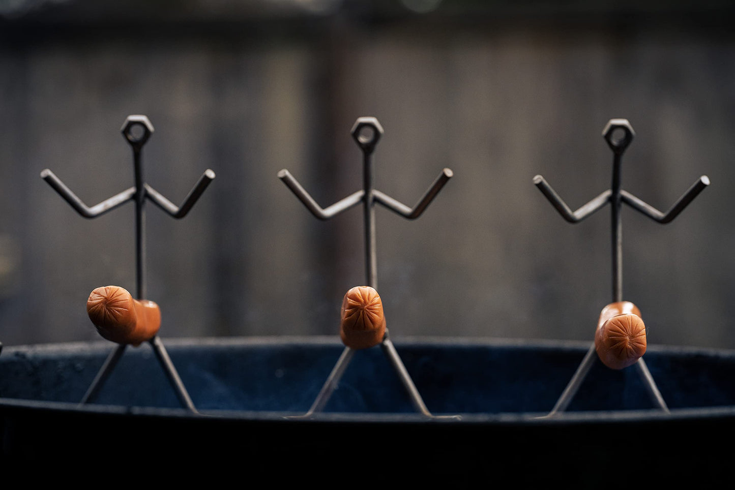 GUTE Hot Dog Roaster Stainless Steel Three Man Stick Figure Griller Funny Barbeque BBQ Grilling Gifts, Dad Gifts, Men Novelty Hotdog - Great for Parties, Birthdays, Tailgates! - CookCave