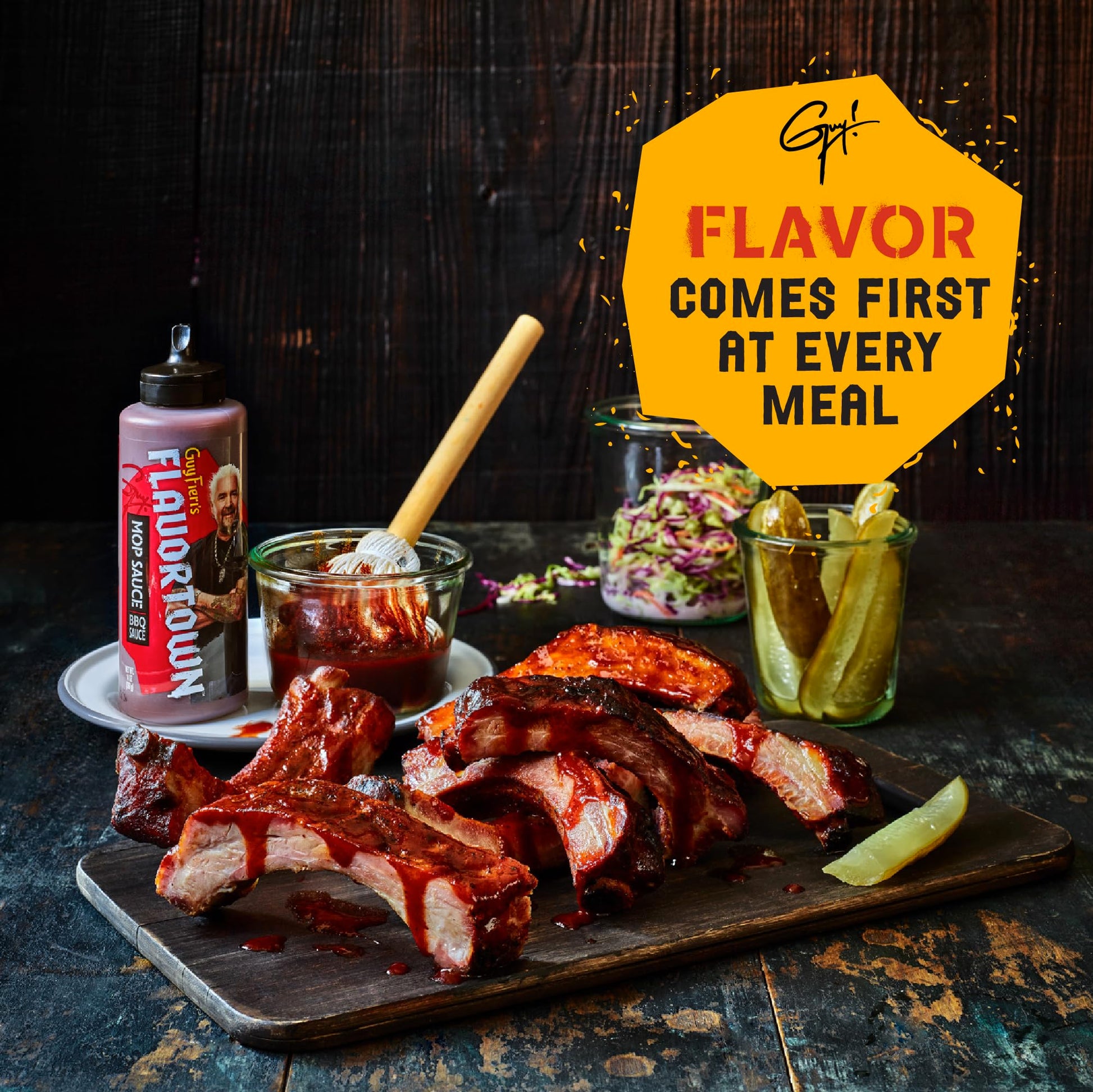Guy Fieri's Flavortown Mop BBQ Sauce - Moppin Barbecue Sauce, Beef Brisket Marinade, Sweet and Tangy, Great for Basting - 14 Ounce (Pack of 2) - CookCave