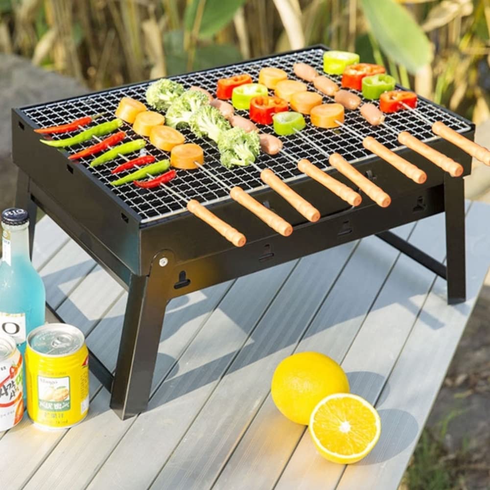 HAKSEN 12 PCS Barbecue Skewers with Wood Handle Marshmallow Roasting Sticks Meat Hot Dog Fork Best for BBQ Camping Cookware Campfire Grill Cooking, Stainless Steel,12 Inches(Including Handle) - CookCave