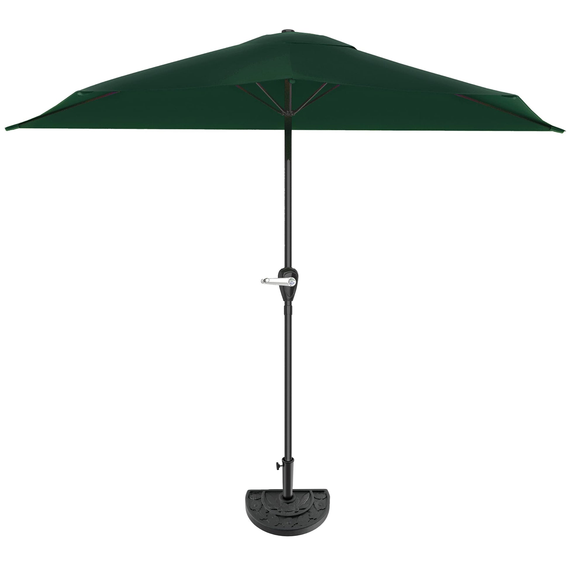 Half Umbrella Outdoor Patio Shade - 9 ft Half Patio Umbrella with Easy Crank - Small Canopy for Balcony, Table, or Deck by Pure Garden (Hunter Green) - CookCave