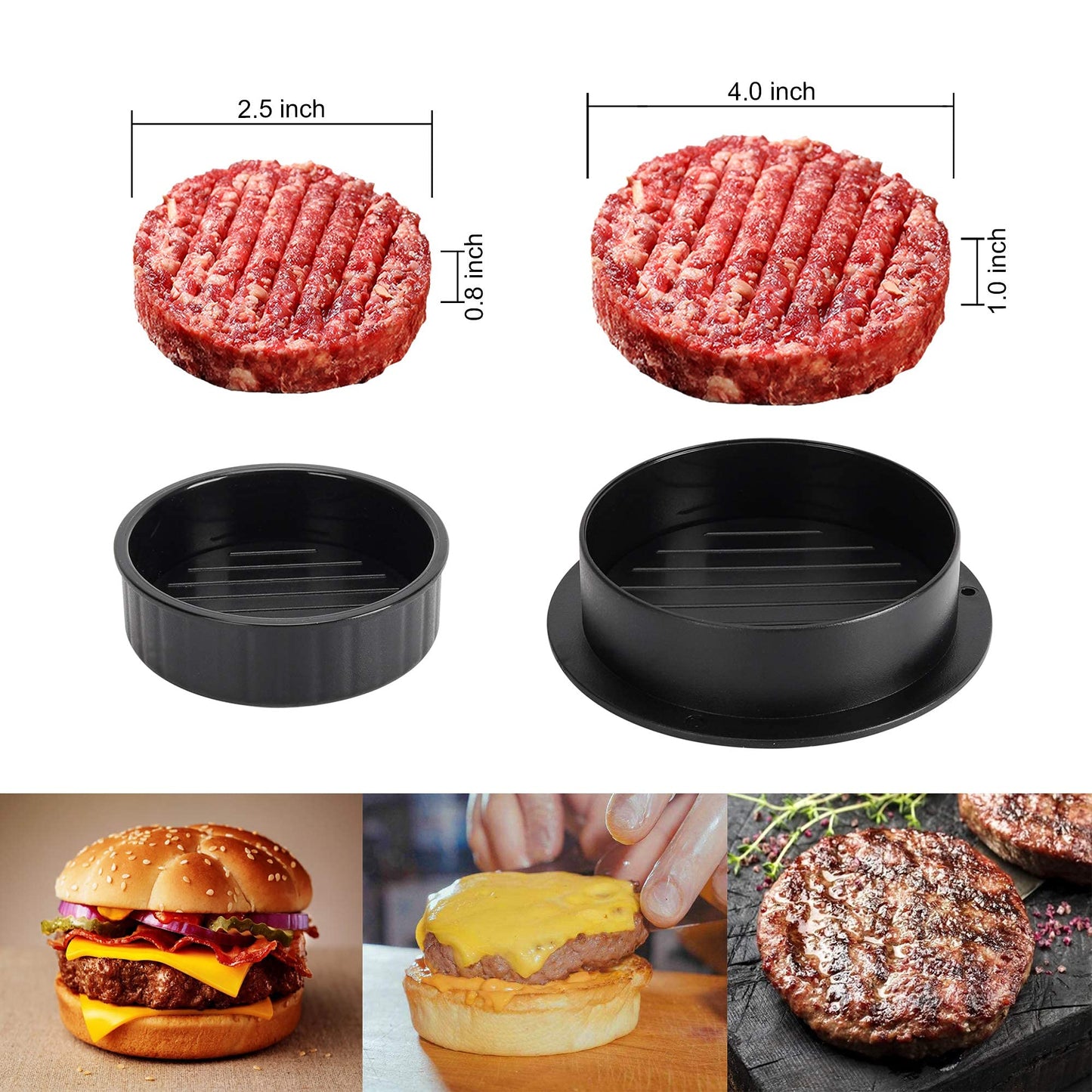 Hamburger Press Patty Maker, Burger Press, 3 in 1 Non-Stick Meat Beef Veggie Hamburger Mold, Kitchen Gadgets to Make Patty for Stuffed Slider BBQ Barbecue Grilling - CookCave