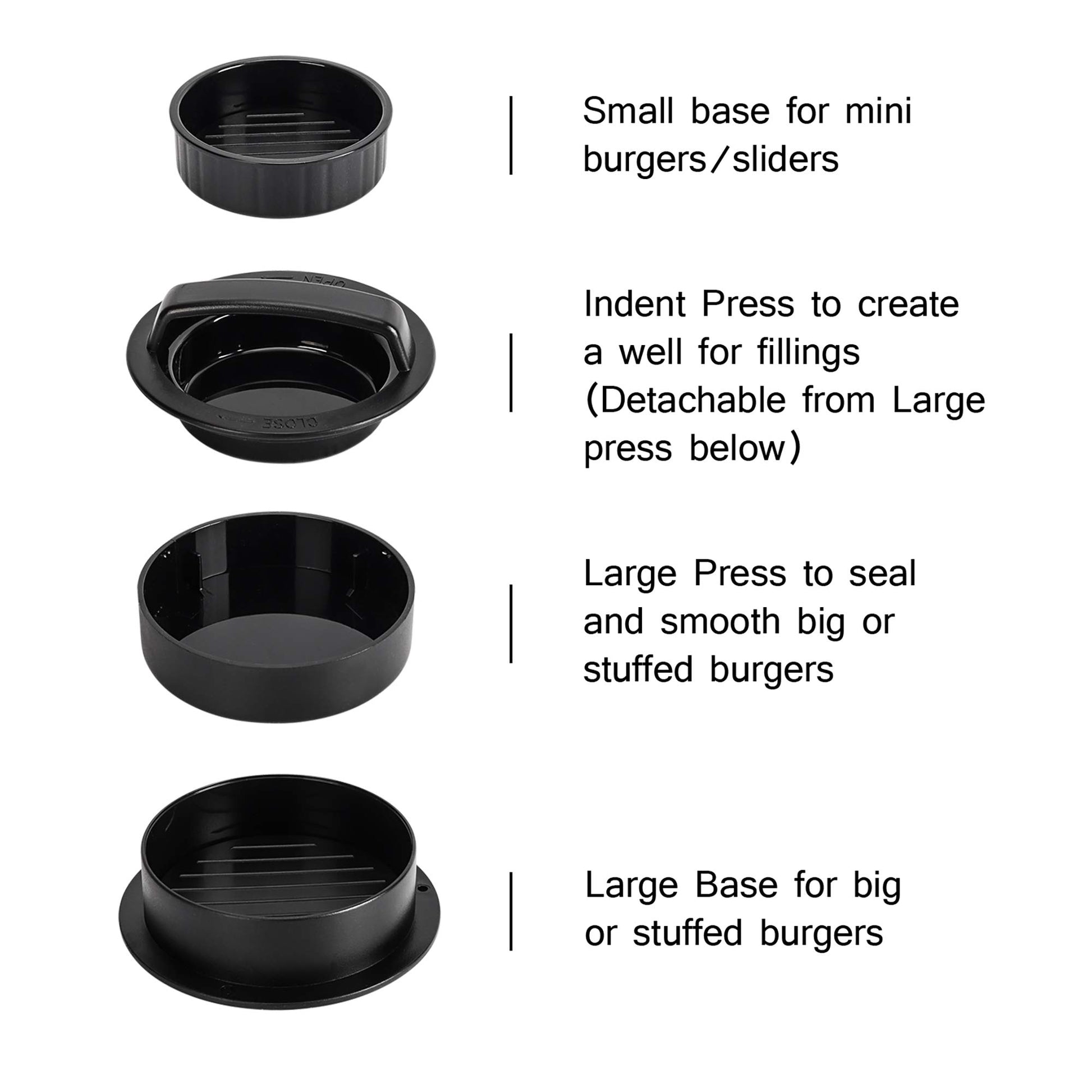 Hamburger Press Patty Maker, Burger Press, 3 in 1 Non-Stick Meat Beef Veggie Hamburger Mold, Kitchen Gadgets to Make Patty for Stuffed Slider BBQ Barbecue Grilling - CookCave