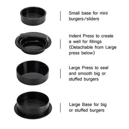 Hamburger Press Patty Maker, Burger Press, 3 in 1 Non-Stick Meat Beef Veggie Hamburger Mold, Kitchen Gadgets to Make Patty for Stuffed Slider BBQ Barbecue Grilling - CookCave