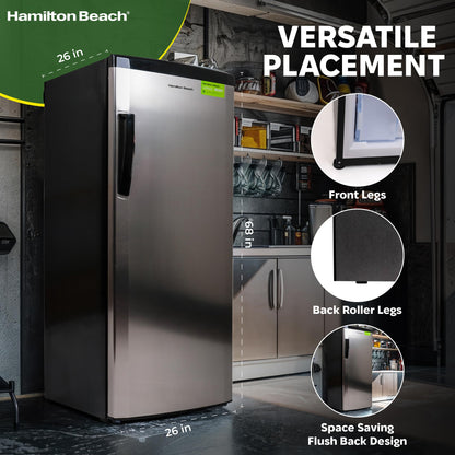 Hamilton Beach Upright Freezer, Deep Freeze, Stainless Steel Freezer with Drawer Compartments, 11 cu. ft. Freezer – 25”D x 23.6”W x 66.5”H - CookCave