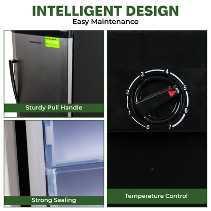 Hamilton Beach Upright Freezer, Deep Freeze, Stainless Steel Freezer with Drawer Compartments, 11 cu. ft. Freezer – 25”D x 23.6”W x 66.5”H - CookCave