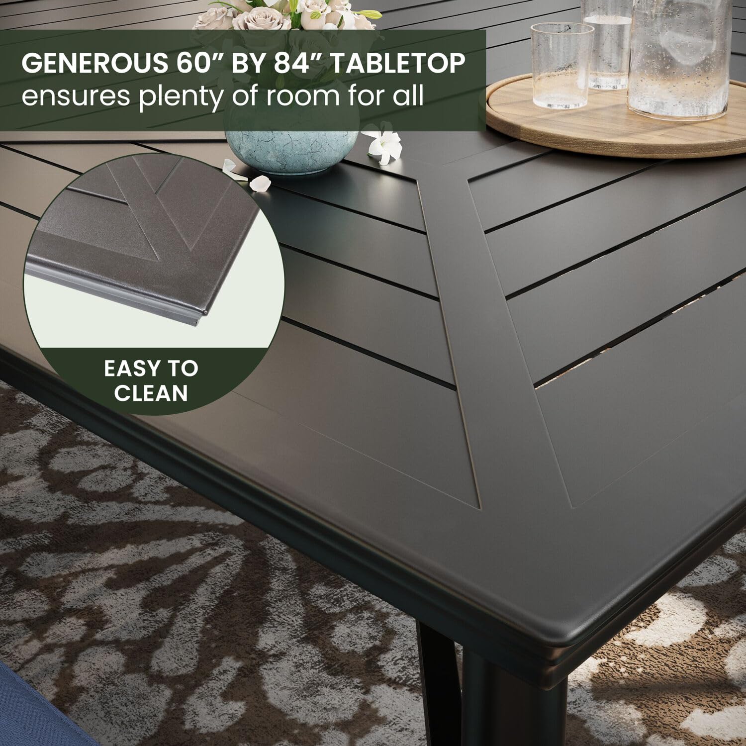 Hanover Montclair 11-Piece Patio Dining Set with 10 Swivel Rocker Chairs, Accent Lumbar Pillows and 84"x60" Steel Stamped Rectangular Table, Large Outdoor Patio Dining Set for 10, Navy Blue - CookCave