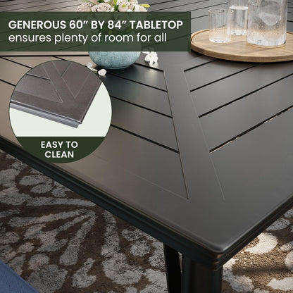 Hanover Montclair 11-Piece Patio Dining Set with 10 Swivel Rocker Chairs, Accent Lumbar Pillows and 84"x60" Steel Stamped Rectangular Table, Large Outdoor Patio Dining Set for 10, Navy Blue - CookCave