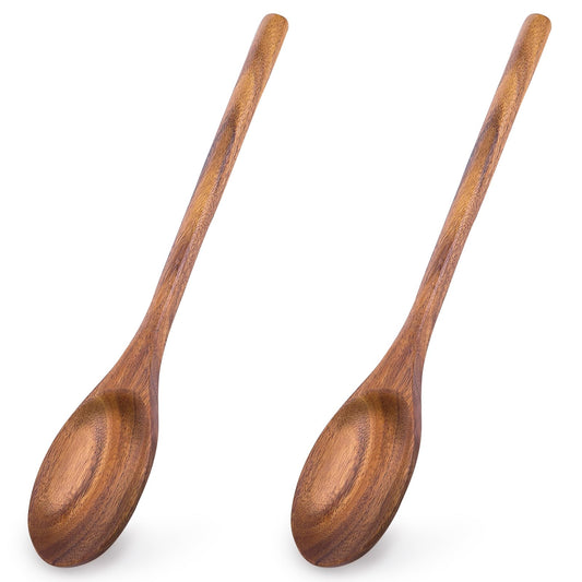 HANSGO 2PCS Wooden Cooking Spoons, Large Wooden Cooking Spoons Wooden Kitchen Utensil for Cooking Serving Mixing - CookCave