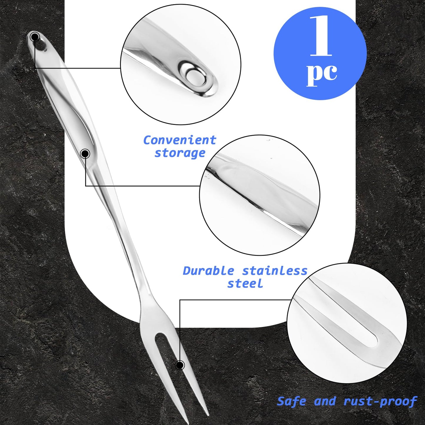 HANSGO Carving Fork, Stainless Steel Meat Two-Prong Fork for Cooking Kitchen BBQ, 15inch - CookCave