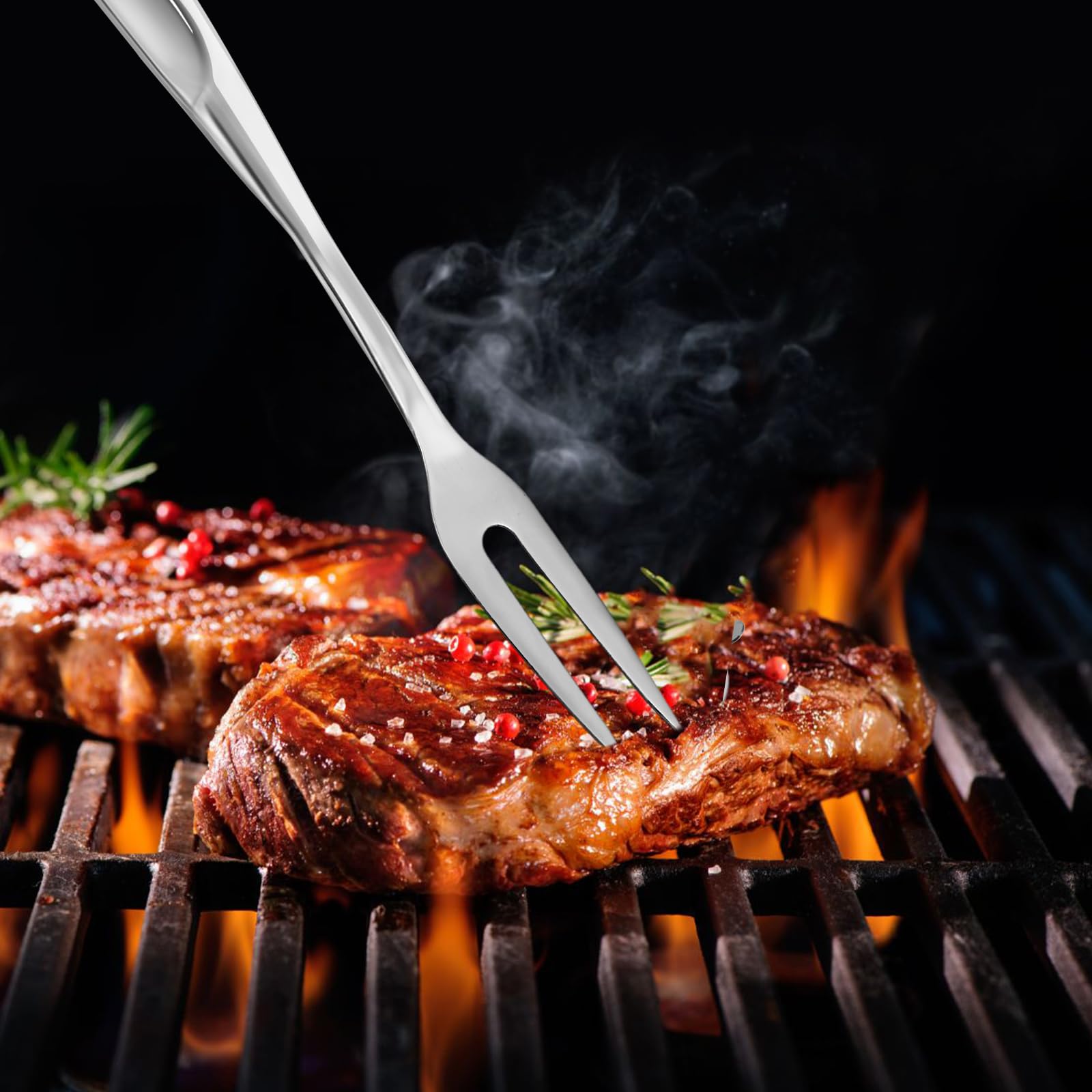 HANSGO Carving Fork, Stainless Steel Meat Two-Prong Fork for Cooking Kitchen BBQ, 15inch - CookCave