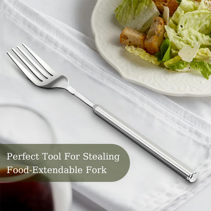 Haosie Extendable Fork, 8.7 to 25.4 Inch Long Handle Fork, Extra Long Fork, Telescopic BBQ Fork, Stainless Steel Dinner Fork, Fruit Dessert Fork Long Handle Cutlery Stainless Steel Tableware（1pcs） - CookCave