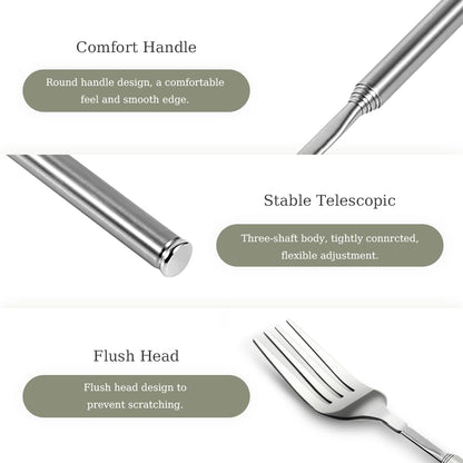 Haosie Extendable Fork, 8.7 to 25.4 Inch Long Handle Fork, Extra Long Fork, Telescopic BBQ Fork, Stainless Steel Dinner Fork, Fruit Dessert Fork Long Handle Cutlery Stainless Steel Tableware（1pcs） - CookCave
