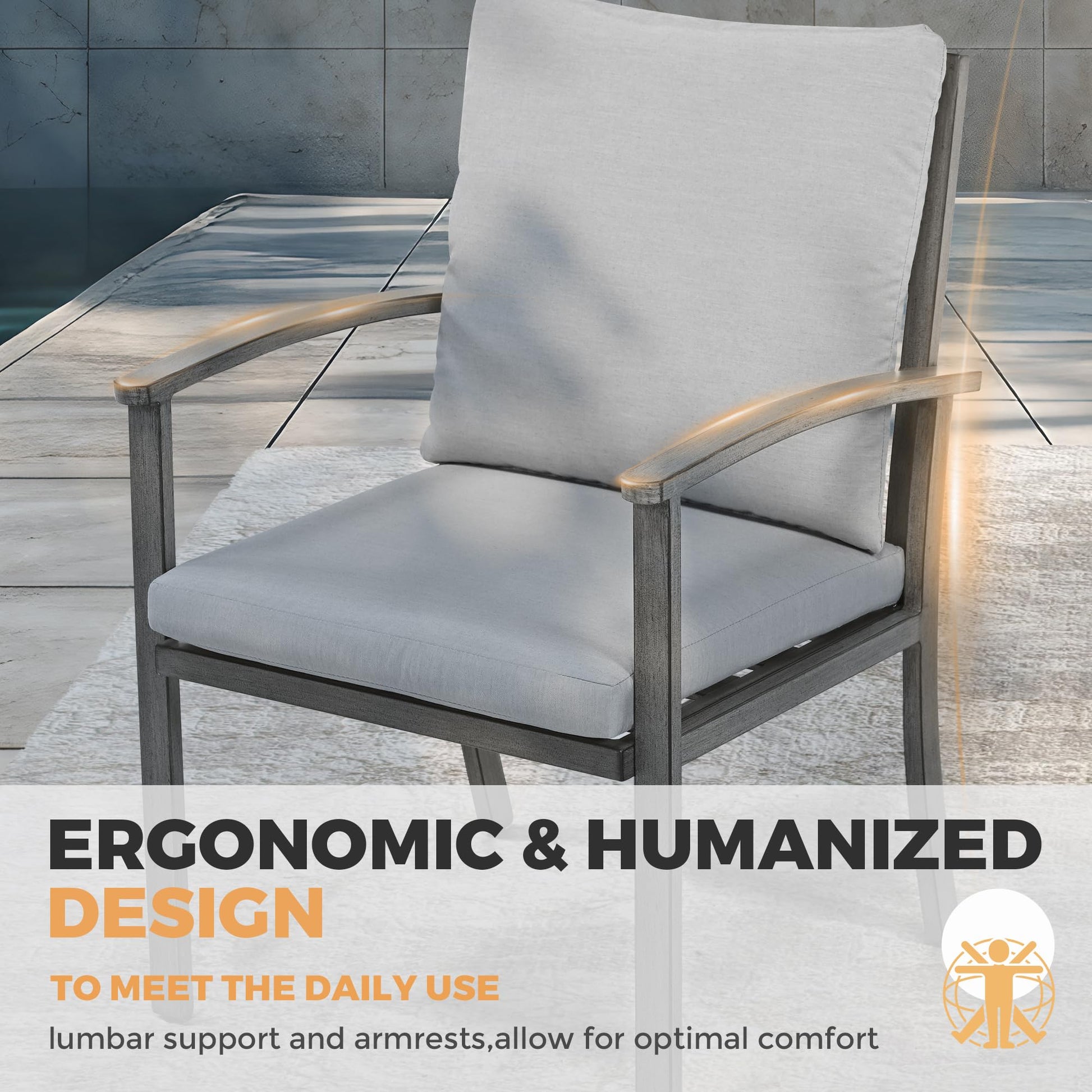 HAPPATIO 9-Piece Patio Dining Set - All Aluminum Table and Chairs for 8, Includes Rectangular Table and 8 Chairs with Cushions, Lawn, Garden - CookCave