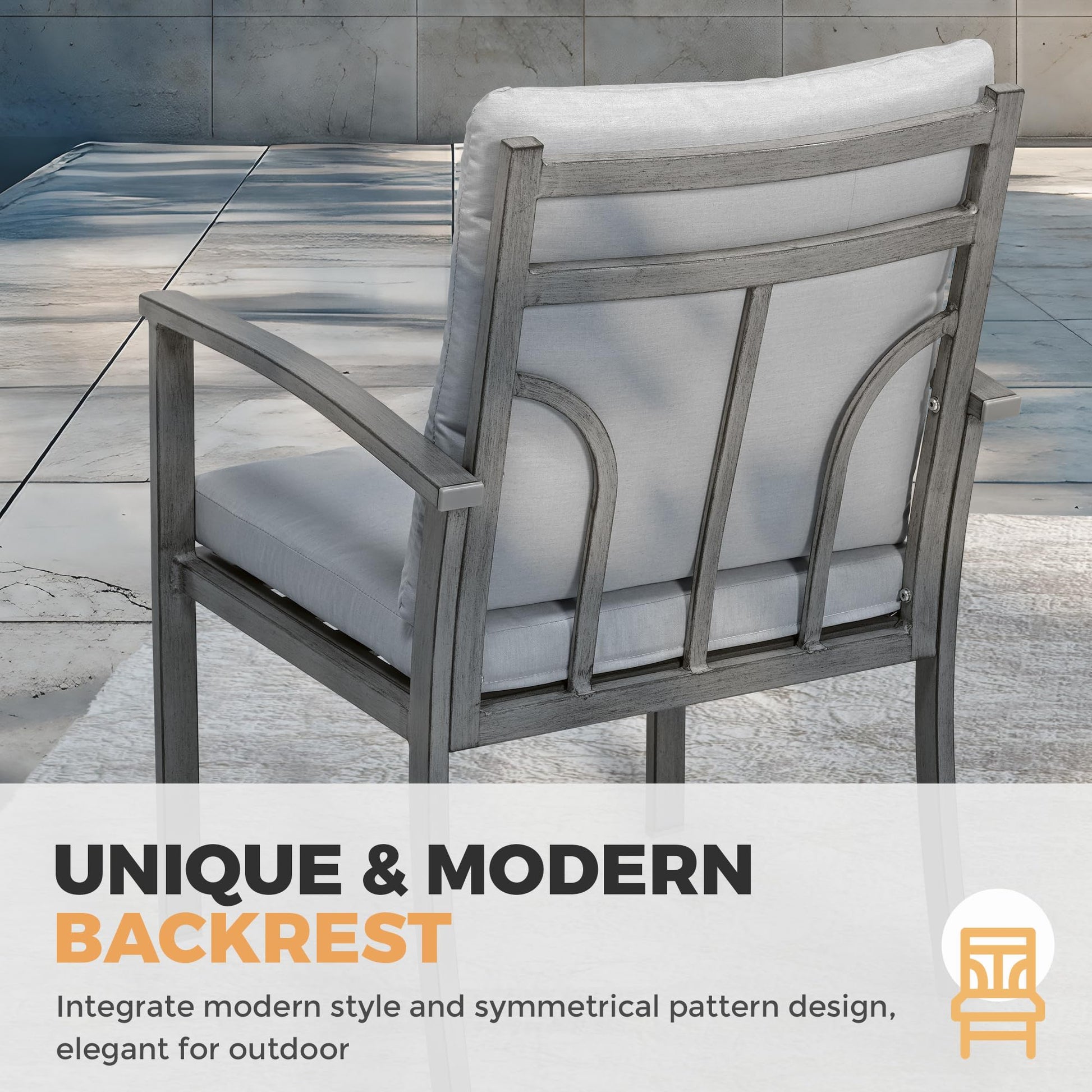 HAPPATIO 9-Piece Patio Dining Set - All Aluminum Table and Chairs for 8, Includes Rectangular Table and 8 Chairs with Cushions, Lawn, Garden - CookCave