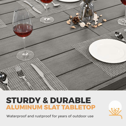 HAPPATIO 9-Piece Patio Dining Set - All Aluminum Table and Chairs for 8, Includes Rectangular Table and 8 Chairs with Cushions, Lawn, Garden - CookCave