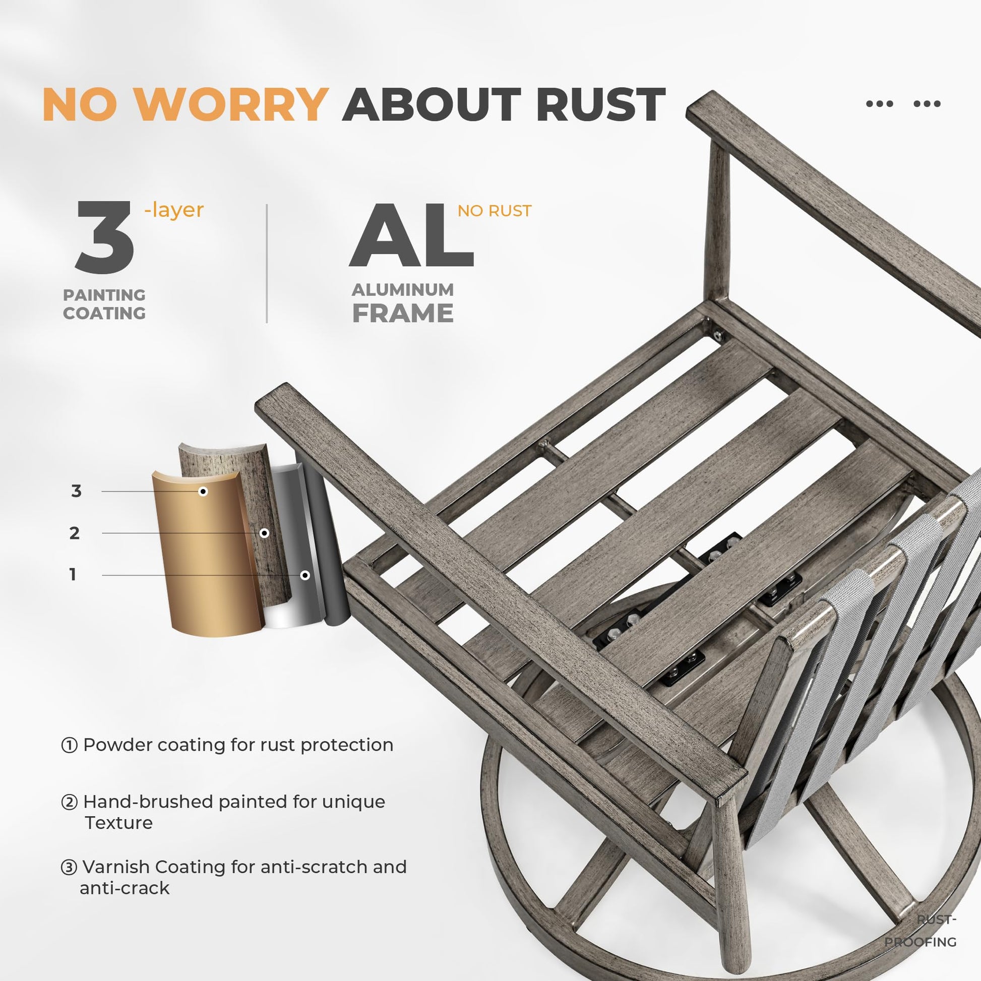 HAPPATIO 9-Piece Patio Table and Chairs Set for 8, Aluminum Outdoor Dining Set with Cushions, 8 Swivel Dining Chairs, 1 Large Rectangular Table with Umbrella Hole for Lawn, Porch, Backyard, Grey - CookCave