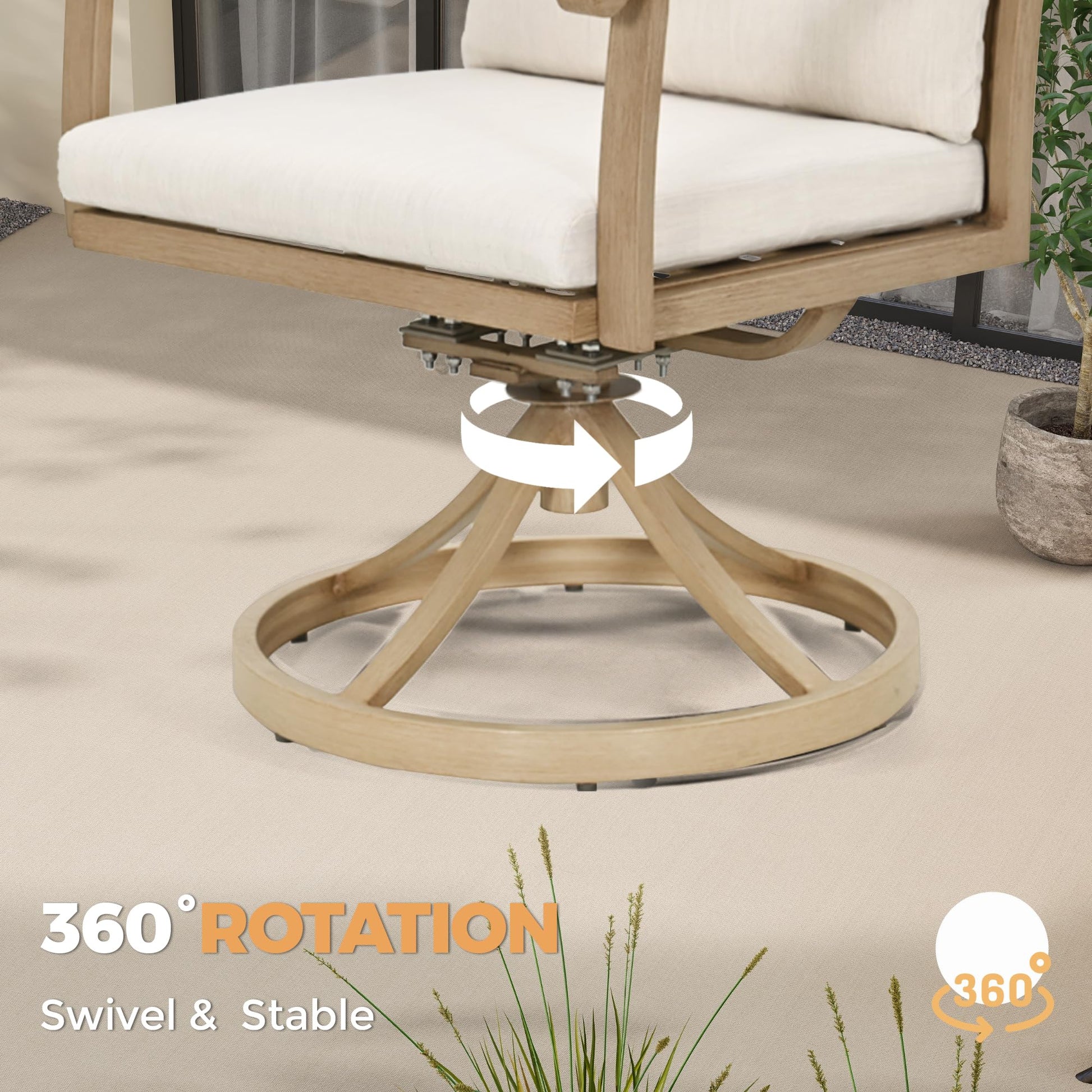 HAPPATIO Aluminum 9 Piece Patio Dining Sets, Outdoor Dining Set for 8, Patio Furniture Sets, 2 Swivel Dining Chairs, 6 Dining Chairs, Aluminum Furniture Set for Patio, Yard (Beige) - CookCave