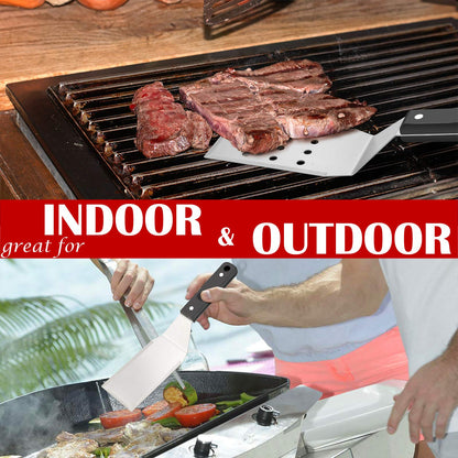 HaSteeL Metal Spatulas, Stainless Steel Griddle Spatula Tools with Riveted Handle, Heavy Duty Burger Turner for Teppanyaki BBQ Flat Top Hibachi Cast Iron Grilling Cooking, Dishwasher Safe - (2Packs) - CookCave