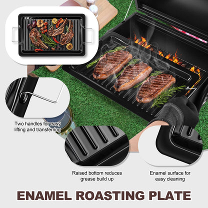 HaSteeL Portable Charcoal Grill, Outdoor Barbecue Folding Mini Smoker, Adjustable Small Tabletop Grill with Roasting Plate & Grill Grate, Two Side Grill for Camping Hiking Beach Garden Backyard Picnic - CookCave