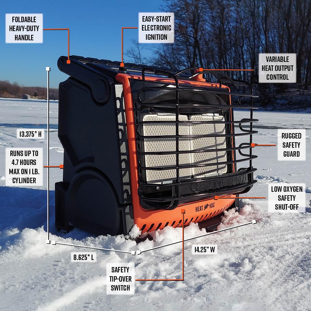 Heat Hog 18,000 BTU Portable Propane Radiant Space Heater, Indoor, Outdoor, Garage, Camping, Outdoor Sports, Boating, RVs, Tiltable Design, Gas Powered - CookCave