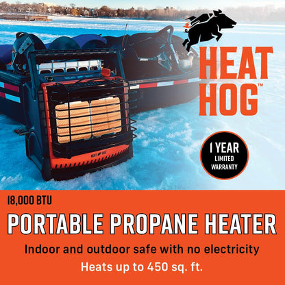 Heat Hog 18,000 BTU Portable Propane Radiant Space Heater, Indoor, Outdoor, Garage, Camping, Outdoor Sports, Boating, RVs, Tiltable Design, Gas Powered - CookCave