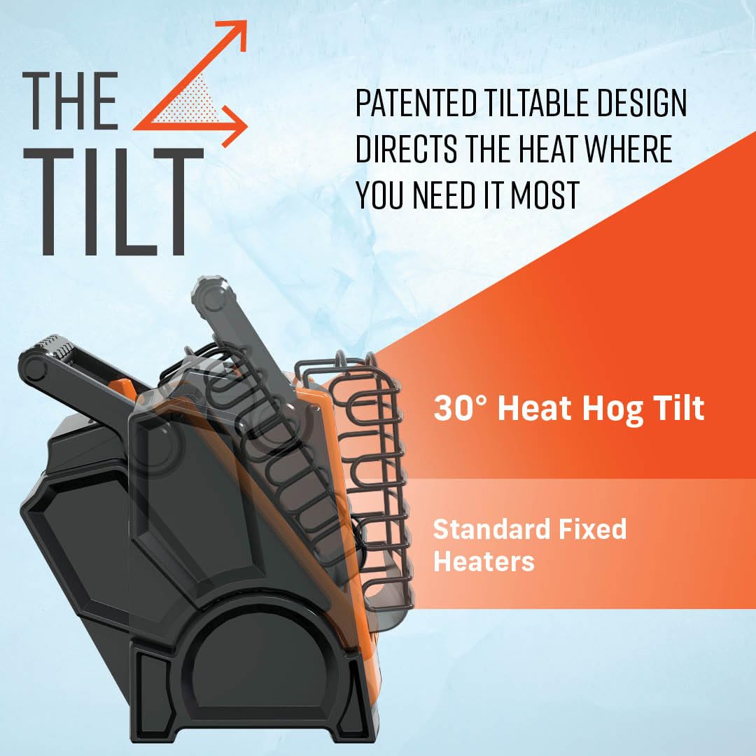 Heat Hog 18,000 BTU Portable Propane Radiant Space Heater, Indoor, Outdoor, Garage, Camping, Outdoor Sports, Boating, RVs, Tiltable Design, Gas Powered - CookCave