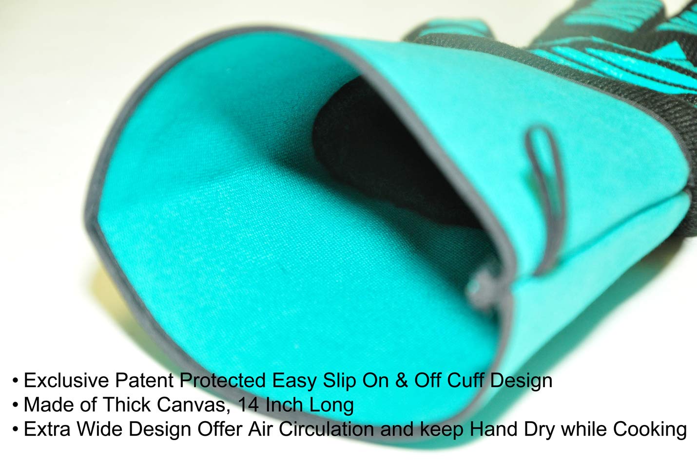 Heat Resistant Gloves - 1472 ℉ Grilling Gloves For Fireplace - Barbeque Accessories For Kitchen - BBQ Gloves - Oven Mitt For Oven, 1 Pair Easy Slip-on Long Cuff, Dupont Nomex HeatFiber is Made In USA - CookCave