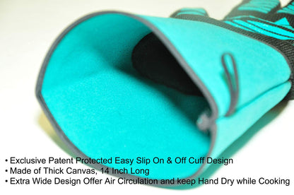 Heat Resistant Gloves - 1472 ℉ Grilling Gloves For Fireplace - Barbeque Accessories For Kitchen - BBQ Gloves - Oven Mitt For Oven, 1 Pair Easy Slip-on Long Cuff, Dupont Nomex HeatFiber is Made In USA - CookCave