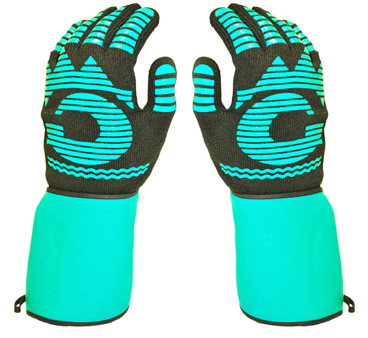 Heat Resistant Gloves - 1472 ℉ Grilling Gloves For Fireplace - Barbeque Accessories For Kitchen - BBQ Gloves - Oven Mitt For Oven, 1 Pair Easy Slip-on Long Cuff, Dupont Nomex HeatFiber is Made In USA - CookCave