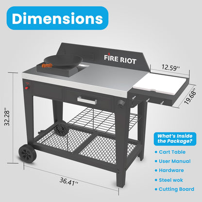Heavy-Duty Outdoor Wok Cooking Station – 50,000 BTU Wok Burner - High-Performance 12.59” Carbon Steel Wok - Perfect for Stir-Frying, Searing, Tailgating, Fishing and Outdoor Wok Station - CookCave