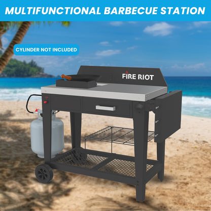 Heavy-Duty Outdoor Wok Cooking Station – 50,000 BTU Wok Burner - High-Performance 12.59” Carbon Steel Wok - Perfect for Stir-Frying, Searing, Tailgating, Fishing and Outdoor Wok Station - CookCave