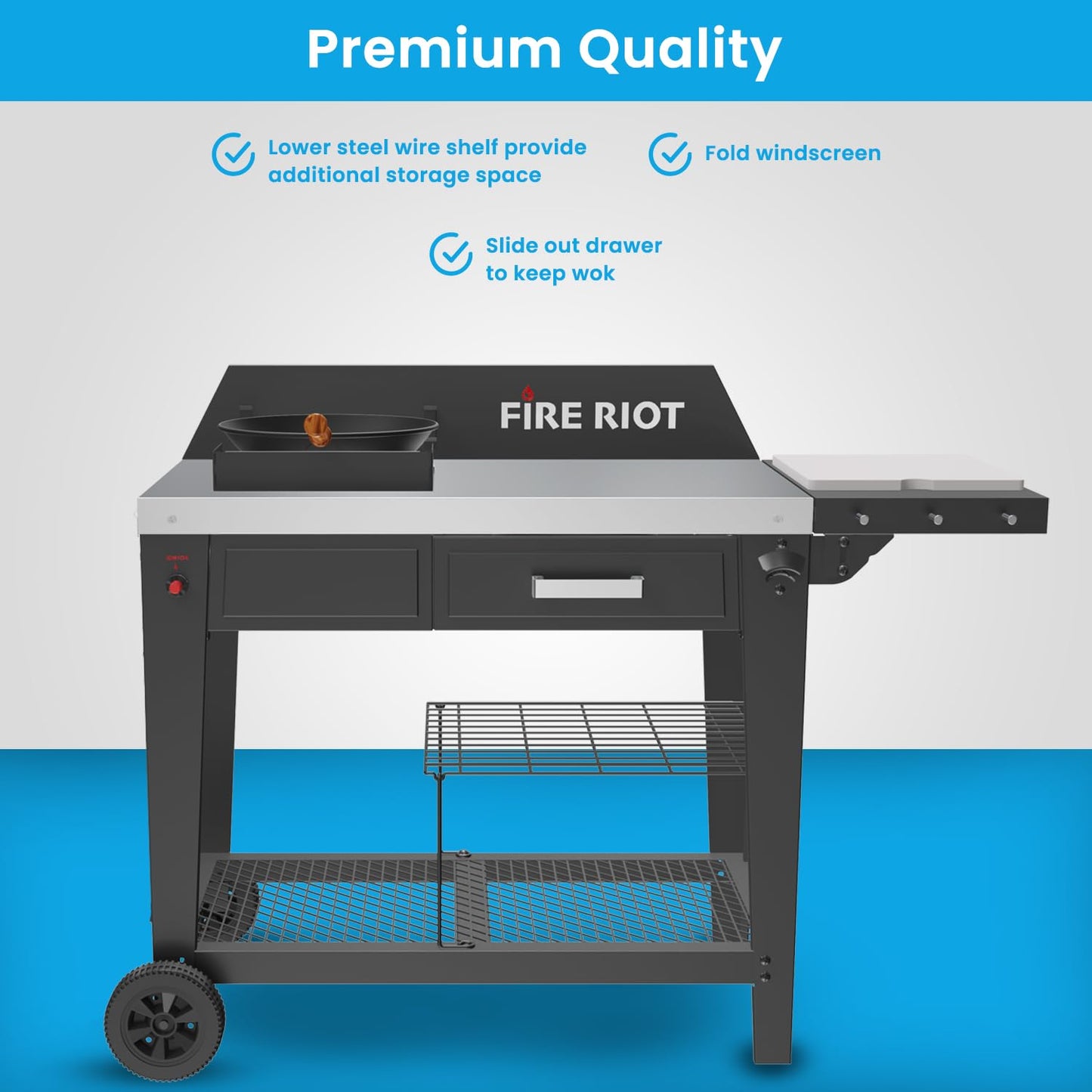 Heavy-Duty Outdoor Wok Cooking Station – 50,000 BTU Wok Burner - High-Performance 12.59” Carbon Steel Wok - Perfect for Stir-Frying, Searing, Tailgating, Fishing and Outdoor Wok Station - CookCave