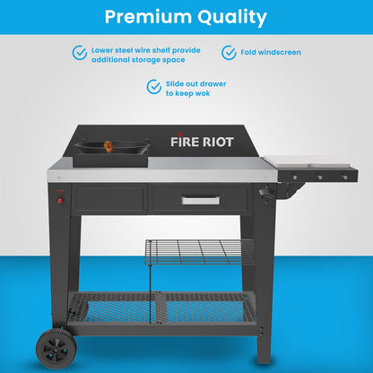 Heavy-Duty Outdoor Wok Cooking Station – 50,000 BTU Wok Burner - High-Performance 12.59” Carbon Steel Wok - Perfect for Stir-Frying, Searing, Tailgating, Fishing and Outdoor Wok Station - CookCave