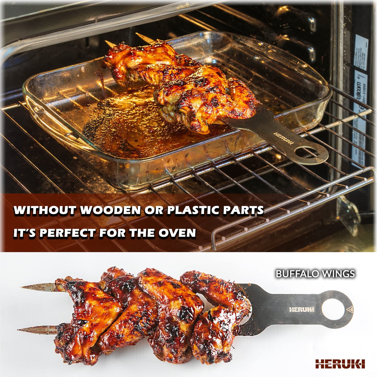 HERUKI Double Skewers 14.4" Stainless Steel Heavy Duty Double Prong Skewers for BBQ Kabob Shawarma Meat Fish Chicken Gift for Valentine Accessories for Grill Master Arsenal - 2 Units (Silver and red) - CookCave