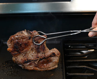 Hiash 9-Inch Heavy Duty Stainless Steel Kitchen Tongs - Comfortable Ergonomic Grip, Scissor Design, Heat Resistant for BBQ and Cooking - CookCave