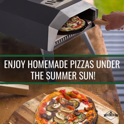 Hike Crew 12” Outdoor Propane Pizza Oven | Compact, Portable Personal Pizza Maker for Camping Kitchen with Flame Control Knob, Pizza Stone, Cutter, Peel, Thermometer, Gas Regulator, Hose & Carry Bag - CookCave
