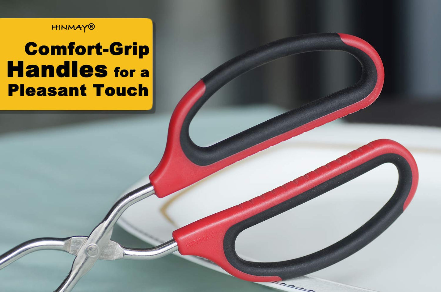 HINMAY Stainless Steel Scissor Tongs 10-Inch and 12-Inch Set, Set of 2 - CookCave