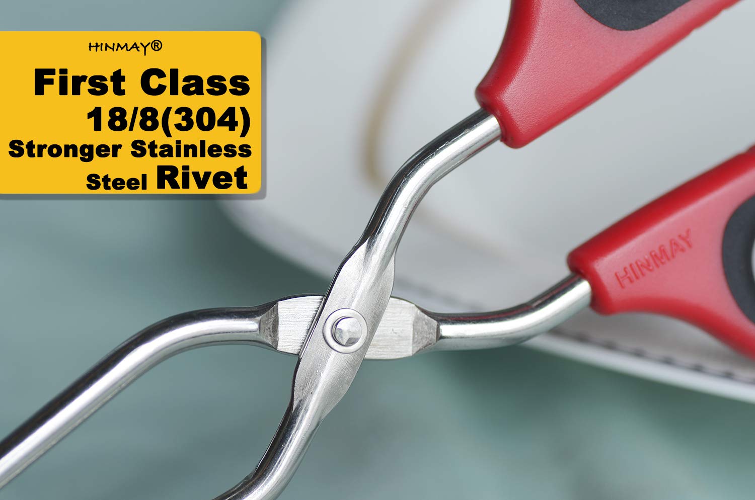 HINMAY Stainless Steel Scissor Tongs 10-Inch and 12-Inch Set, Set of 2 - CookCave