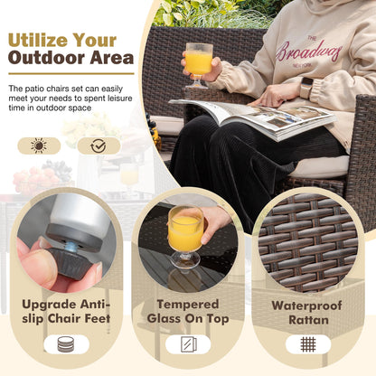 Homall 4 Pieces Outdoor Patio Furniture Sets Rattan Chair Wicker Set, Outdoor Indoor Use Backyard Porch Garden Poolside Balcony Furniture Sets Clearance (Brown and Beige) - CookCave