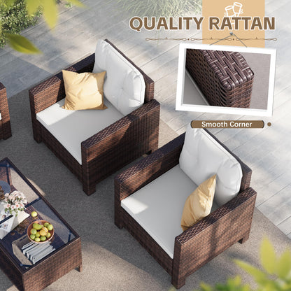 Homall 4 Pieces Patio Furniture Sets Rattan Chair Wicker Conversation Sofa Set, Outdoor Indoor Backyard Porch Garden Poolside Balcony Use (Beige) - CookCave
