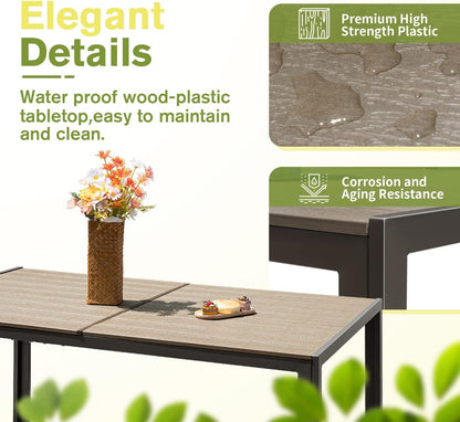 Homall Patio Dining Set 7 Pieces Outdoor Furniture with Large Table and 6 Textilene Chairs for Porch, Brown - CookCave