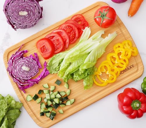Homaxy Extra Large Bamboo Cutting Boards for Kitchen, 18x12.5" Wood XL Cutting Board with Juice Groove, Butcher Block Wooden Chopping Board for Kitchen, Meat, Cheese, Fruit & Vegetables - Pre Oiled - CookCave