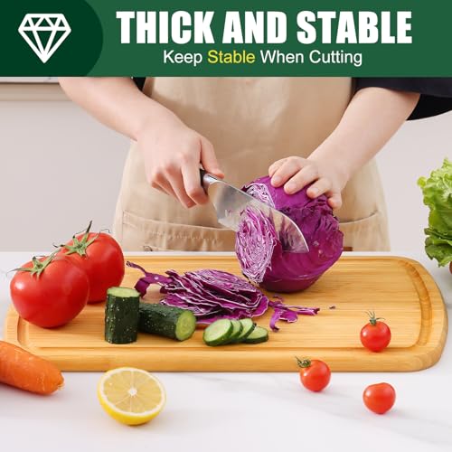 Homaxy Extra Large Bamboo Cutting Boards for Kitchen, 18x12.5" Wood XL Cutting Board with Juice Groove, Butcher Block Wooden Chopping Board for Kitchen, Meat, Cheese, Fruit & Vegetables - Pre Oiled - CookCave